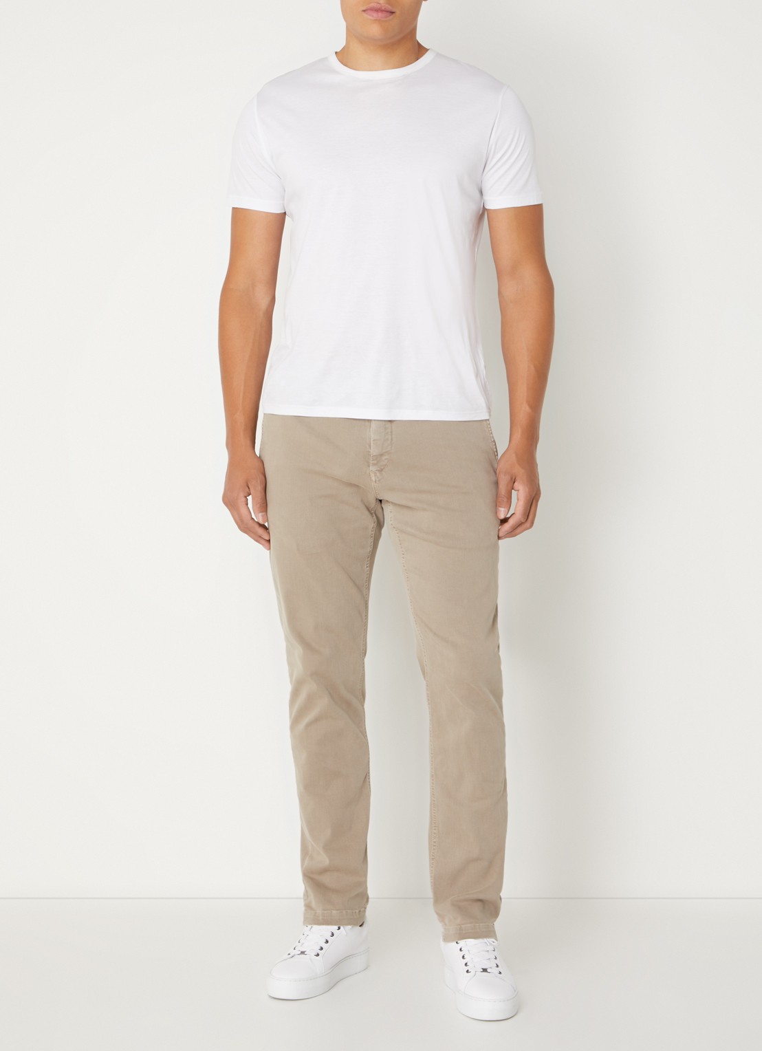 Replay Benni straight fit chino met steekzakken - voorkant 5 khaki