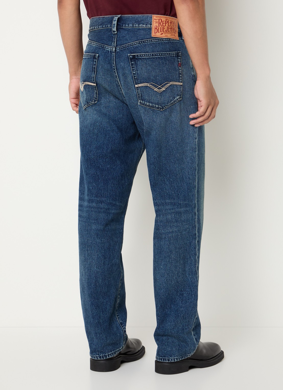 Replay Bwaii loose fit jeans met donkere wassing - achterkant 3 indigo