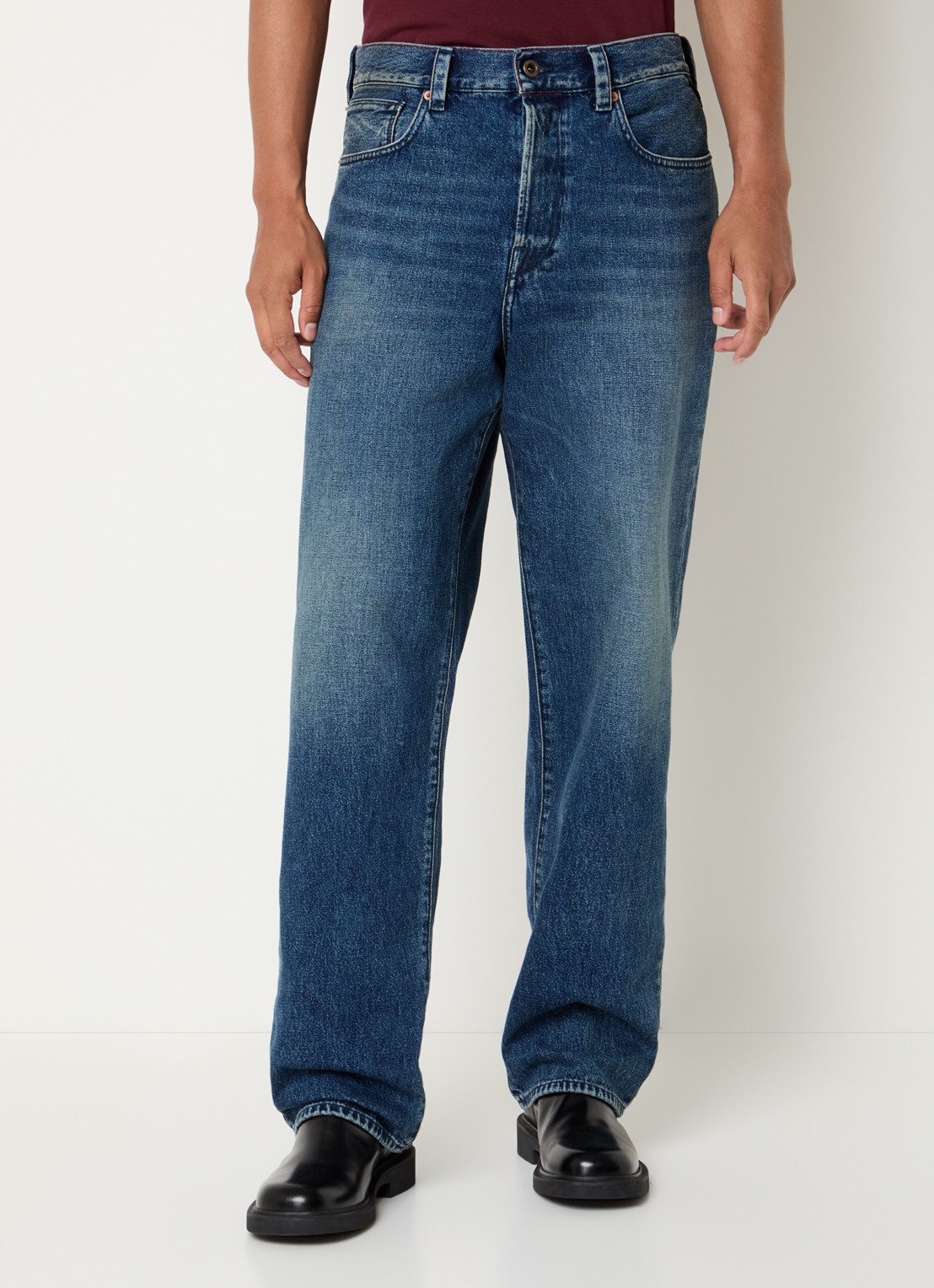 Replay Bwaii loose fit jeans met donkere wassing - detail indigo