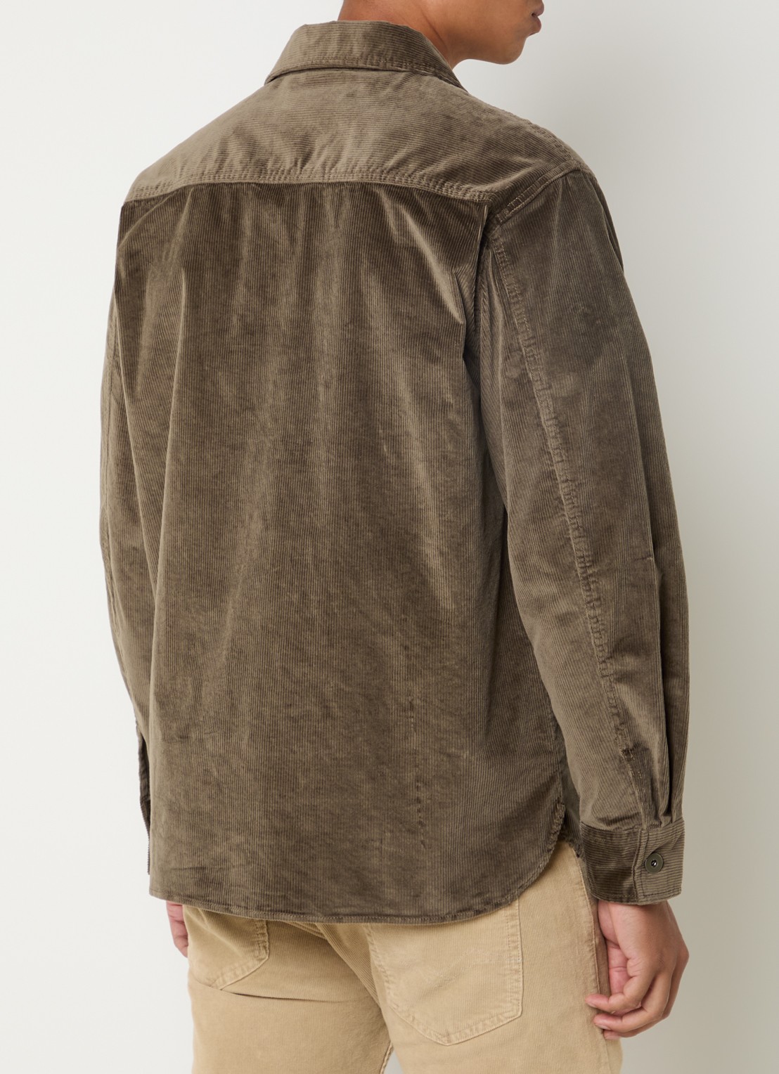 Replay Comfort fit overshirt van corduroy met borstzakken - achterkant bronsgroen