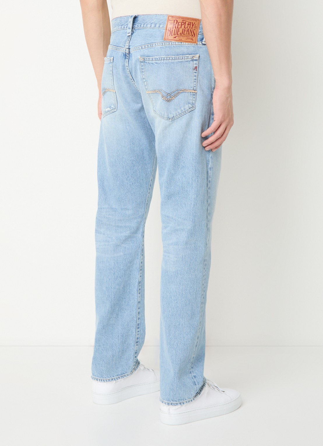 Replay Deryck straight leg jeans met lichte wassing - achterkant 3 indigo