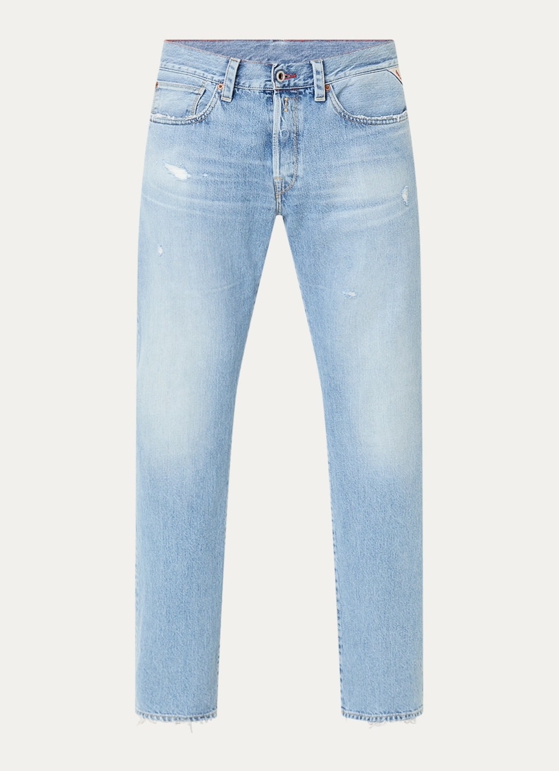 Replay Deryck straight leg jeans met lichte wassing - voorkant 4 indigo