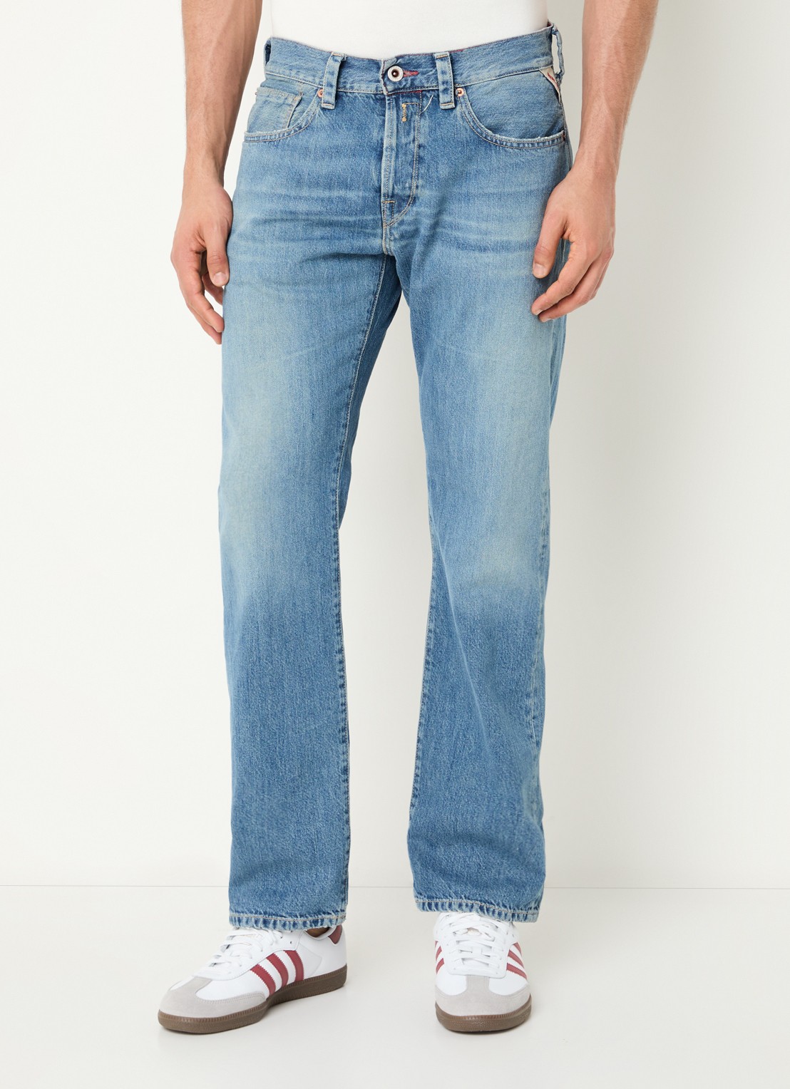 Replay Deryck straight leg jeans met steekzakken - detail 2 lichtblauw
