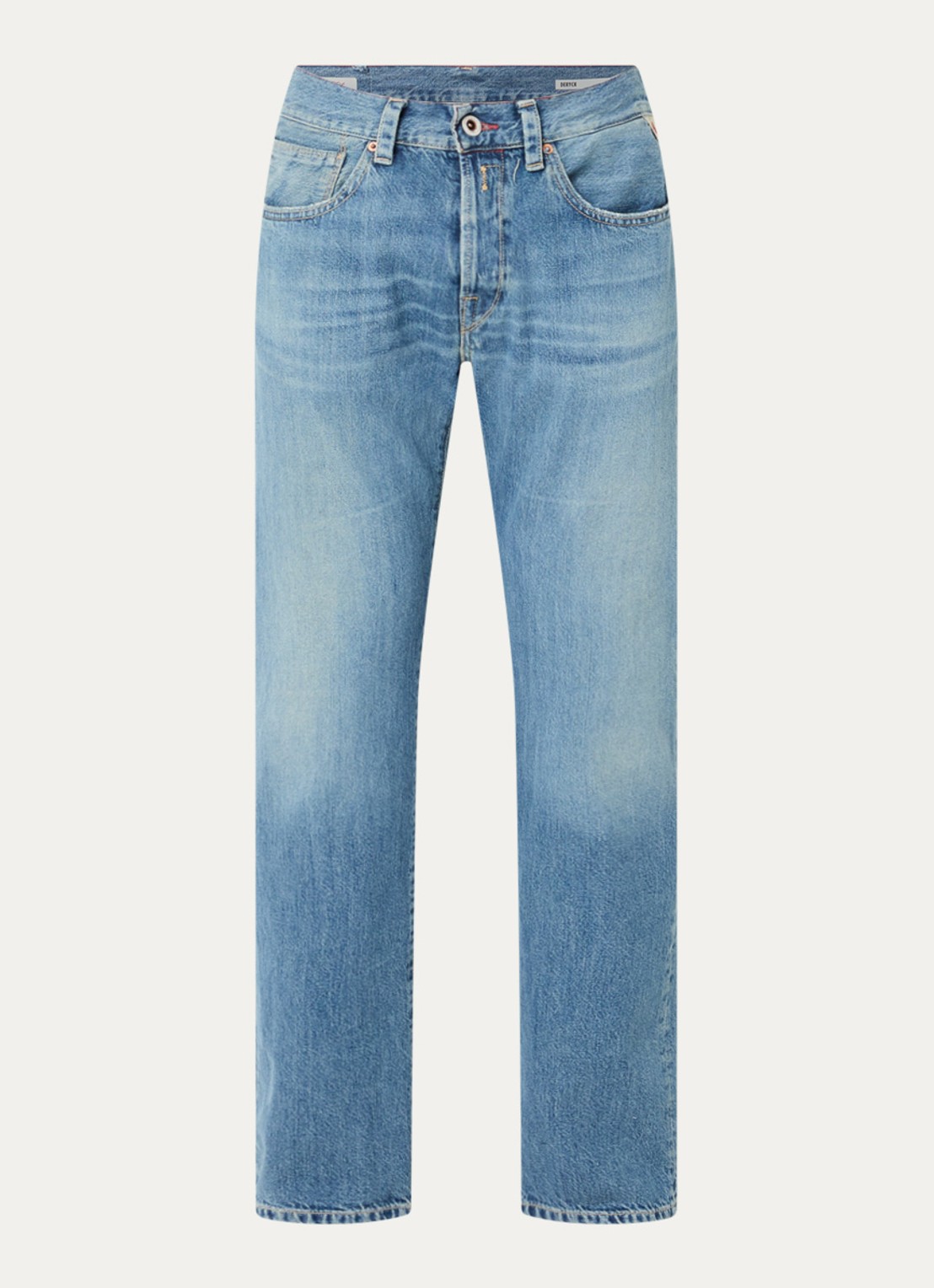 Replay Deryck straight leg jeans met steekzakken - voorkant 4 lichtblauw