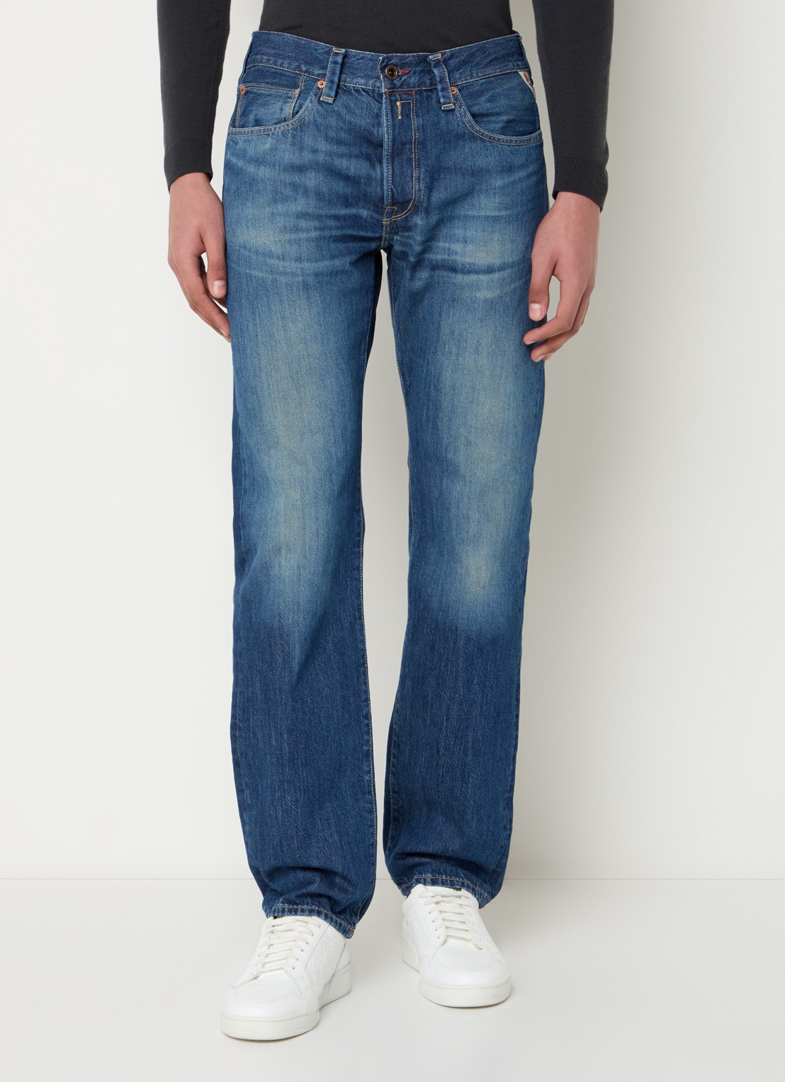 Replay Deryck straight leg jeans met steekzakken - detail 3 indigo