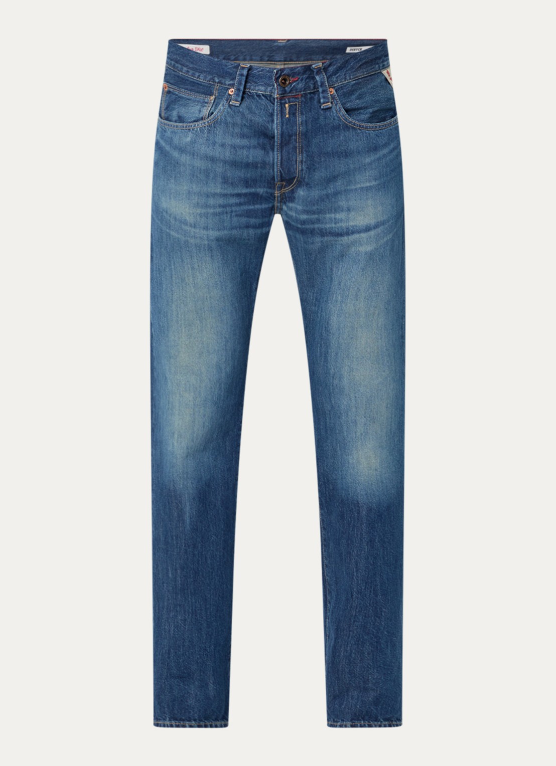 Replay Deryck straight leg jeans met steekzakken - voorkant 7 indigo