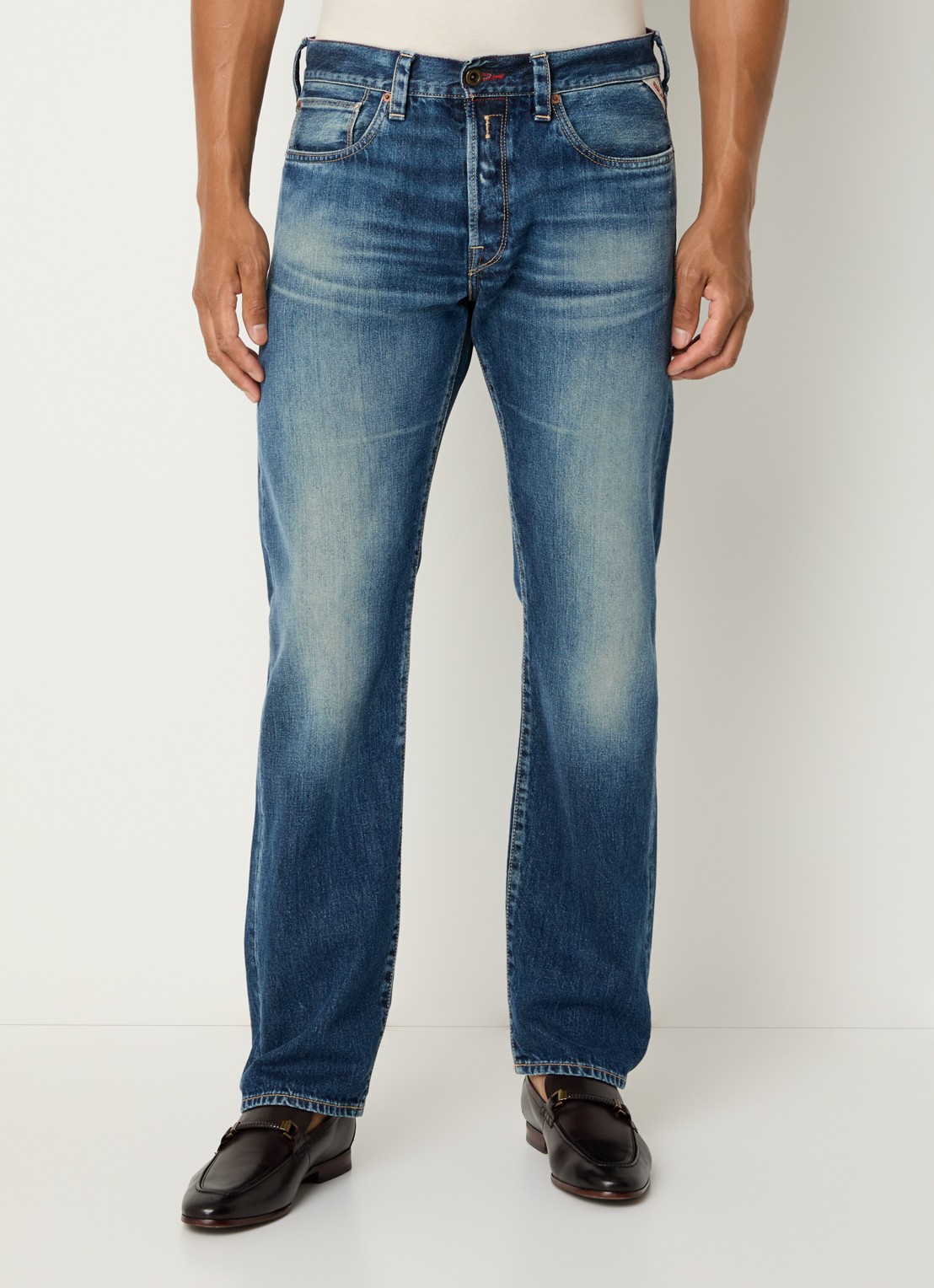 Replay Deryck straight leg jeans met steekzakken - detail 5 indigo