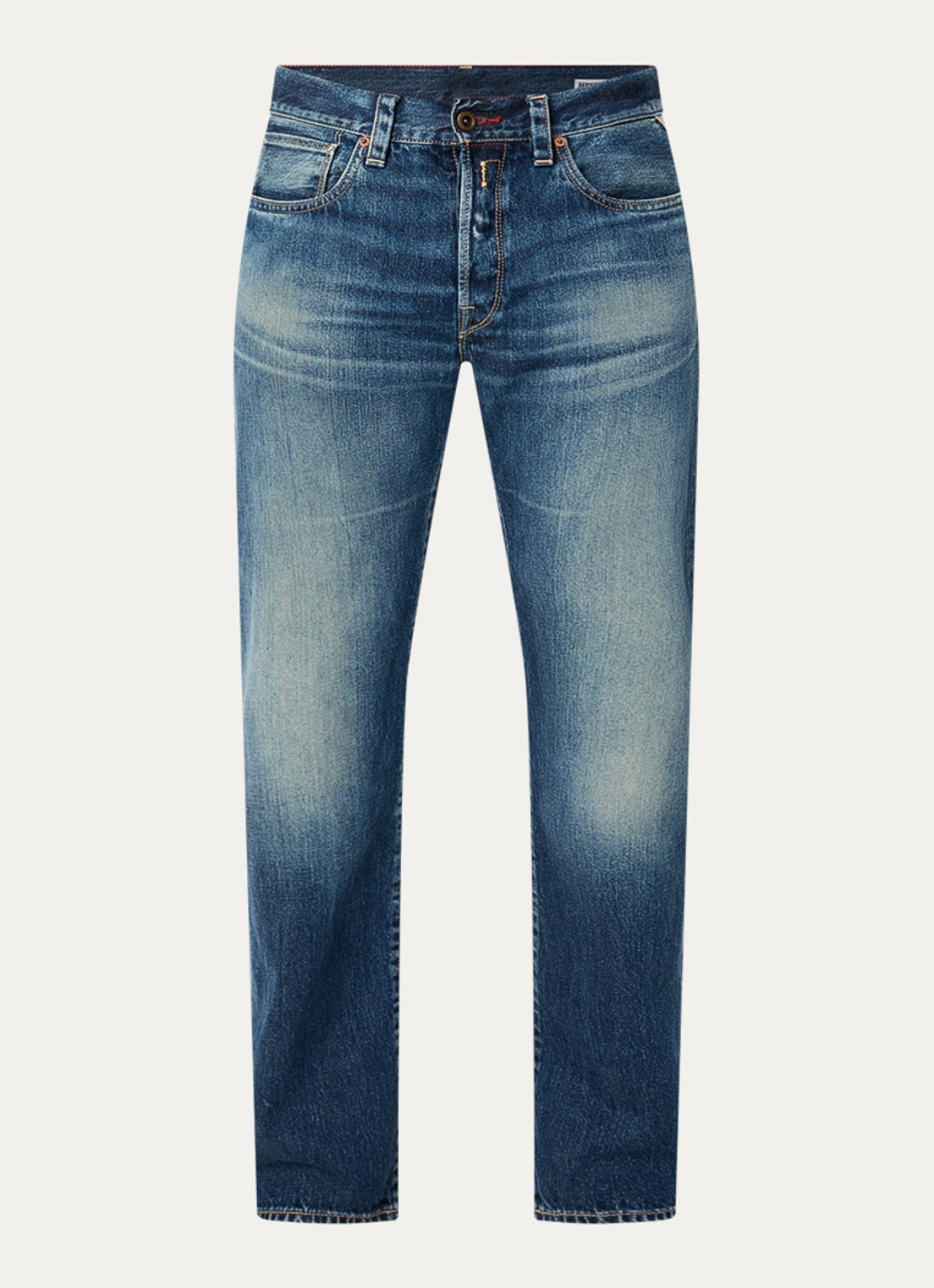 Replay Deryck straight leg jeans met steekzakken - voorkant 9 indigo