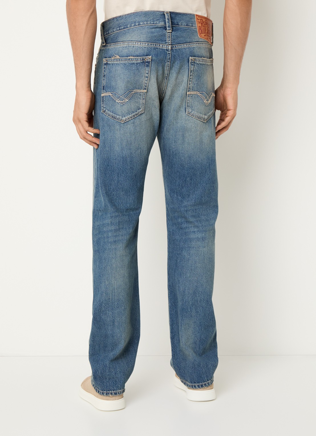Replay Deryck straight leg jeans met steekzakken - achterkant 5 blauw