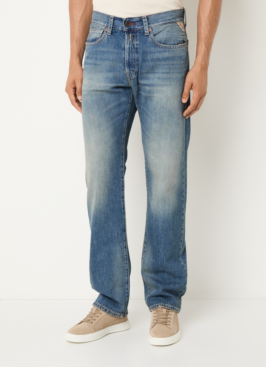 Replay Deryck straight leg jeans met steekzakken - detail 3 blauw