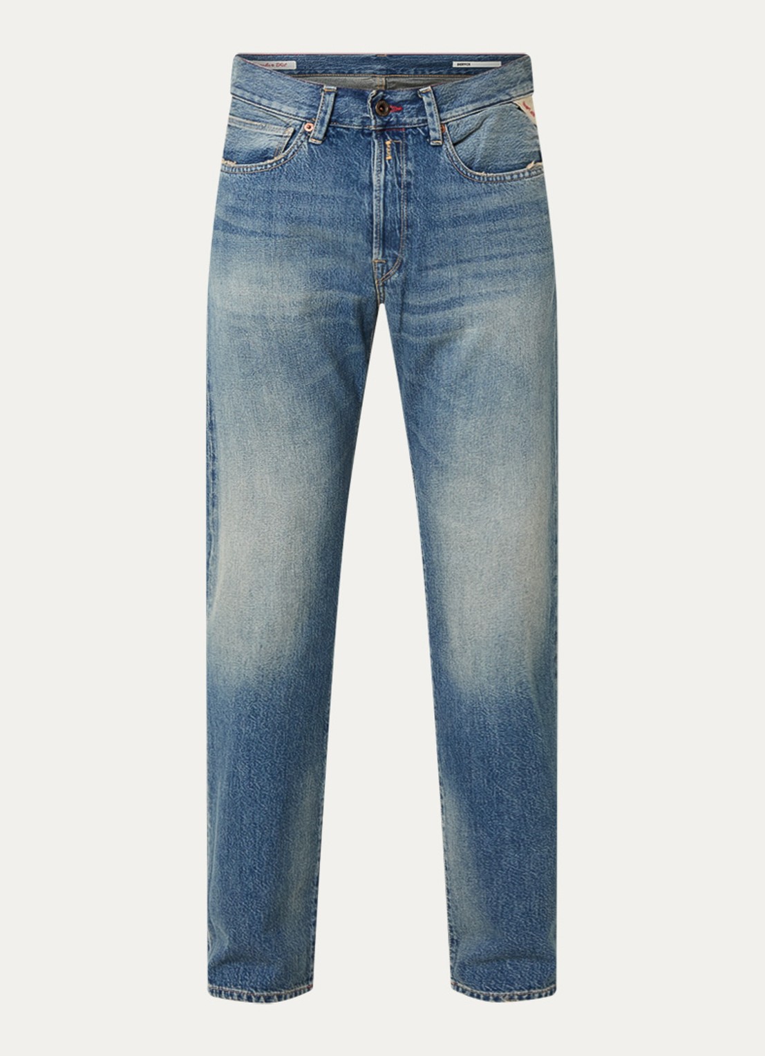Replay Deryck straight leg jeans met steekzakken - voorkant blauw