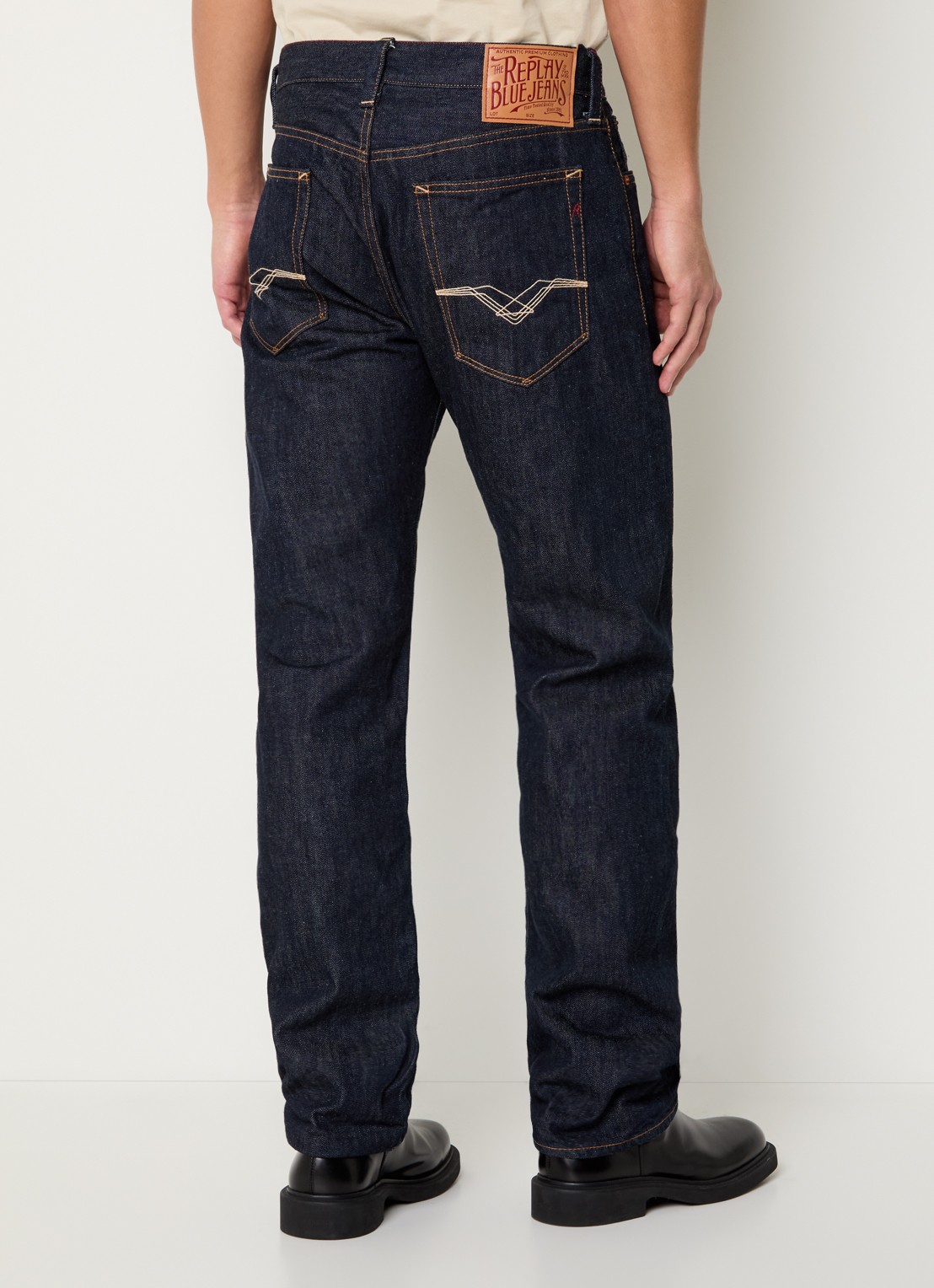 Replay Deryck straight leg jeans met steekzakken - achterkant 2 indigo