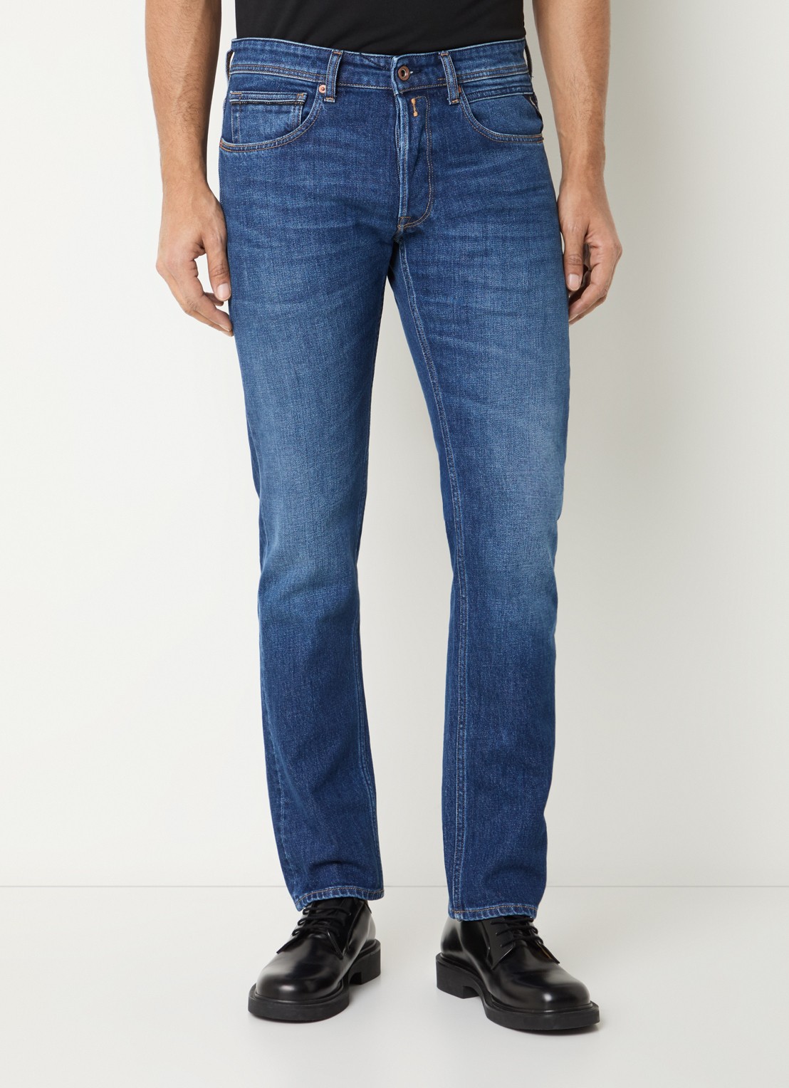 Replay Grover skinny jeans met donkere wassing - detail 2 indigo