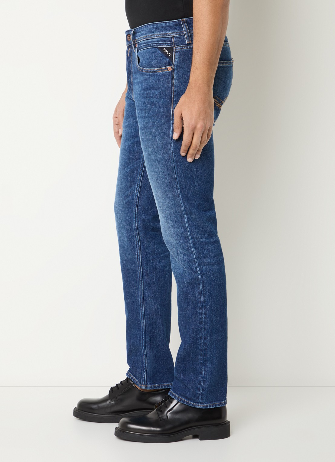 Replay Grover skinny jeans met donkere wassing - detail 3 indigo