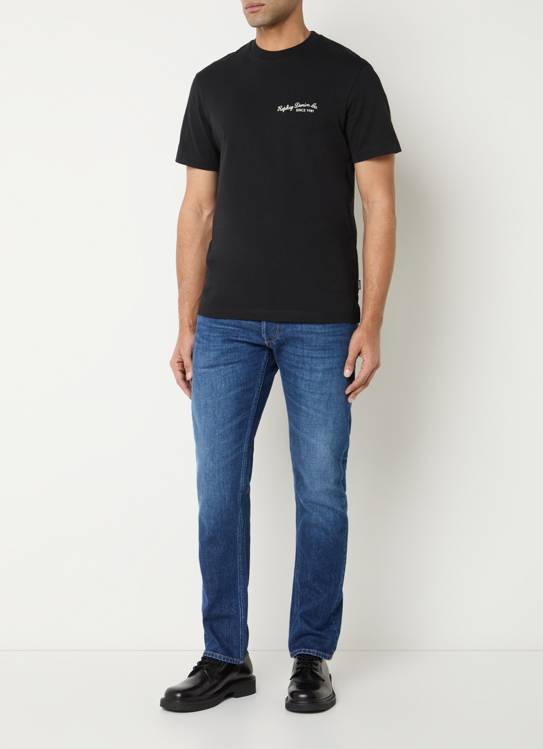 Replay Grover skinny jeans met donkere wassing - voorkant 5 indigo