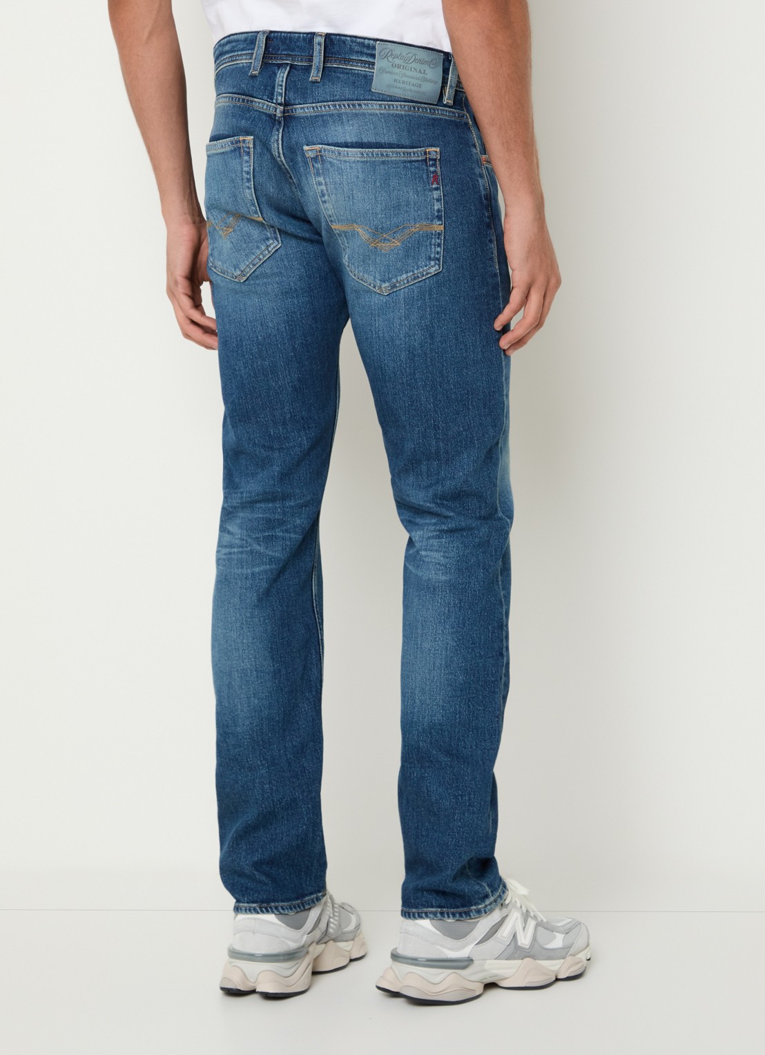 Replay Grover slim fit jeans met medium wassing - achterkant indigo
