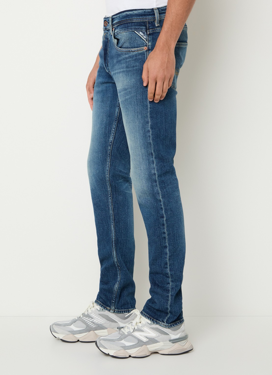 Replay Grover slim fit jeans met medium wassing - detail 5 indigo