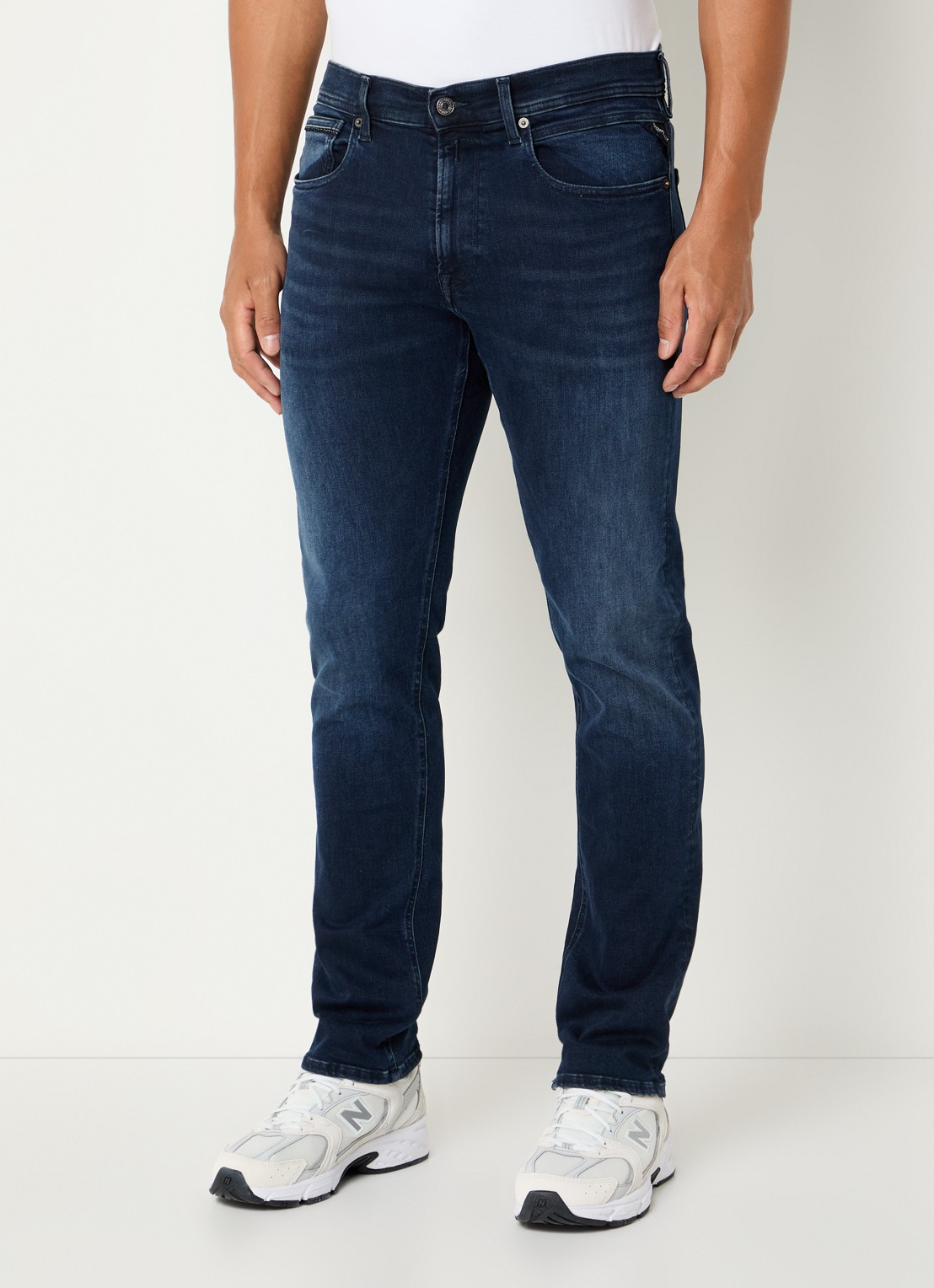 Replay Grover slim fit jeans met medium wassing - detail indigo