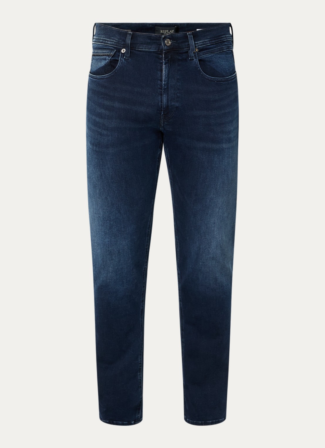 Replay Grover slim fit jeans met medium wassing - voorkant 4 indigo