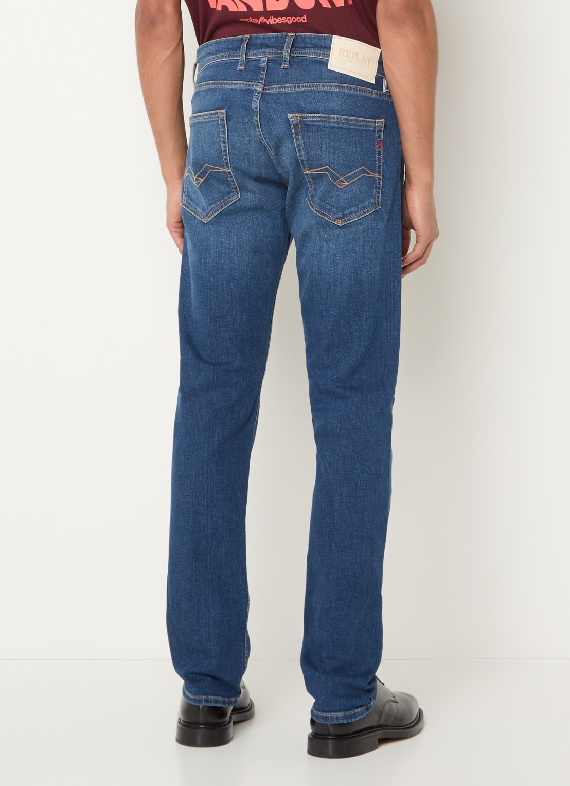 Replay Grover slim fit jeans met medium wassing - achterkant 3 indigo