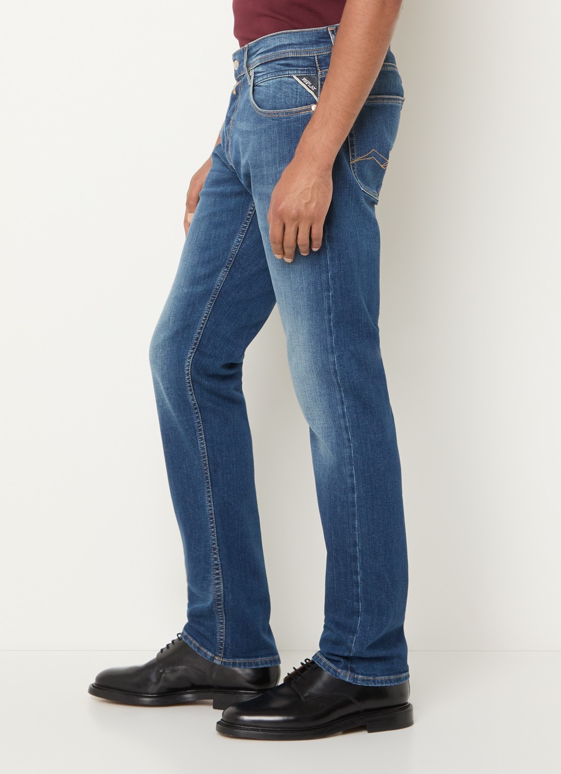 Replay Grover slim fit jeans met medium wassing - detail 2 indigo