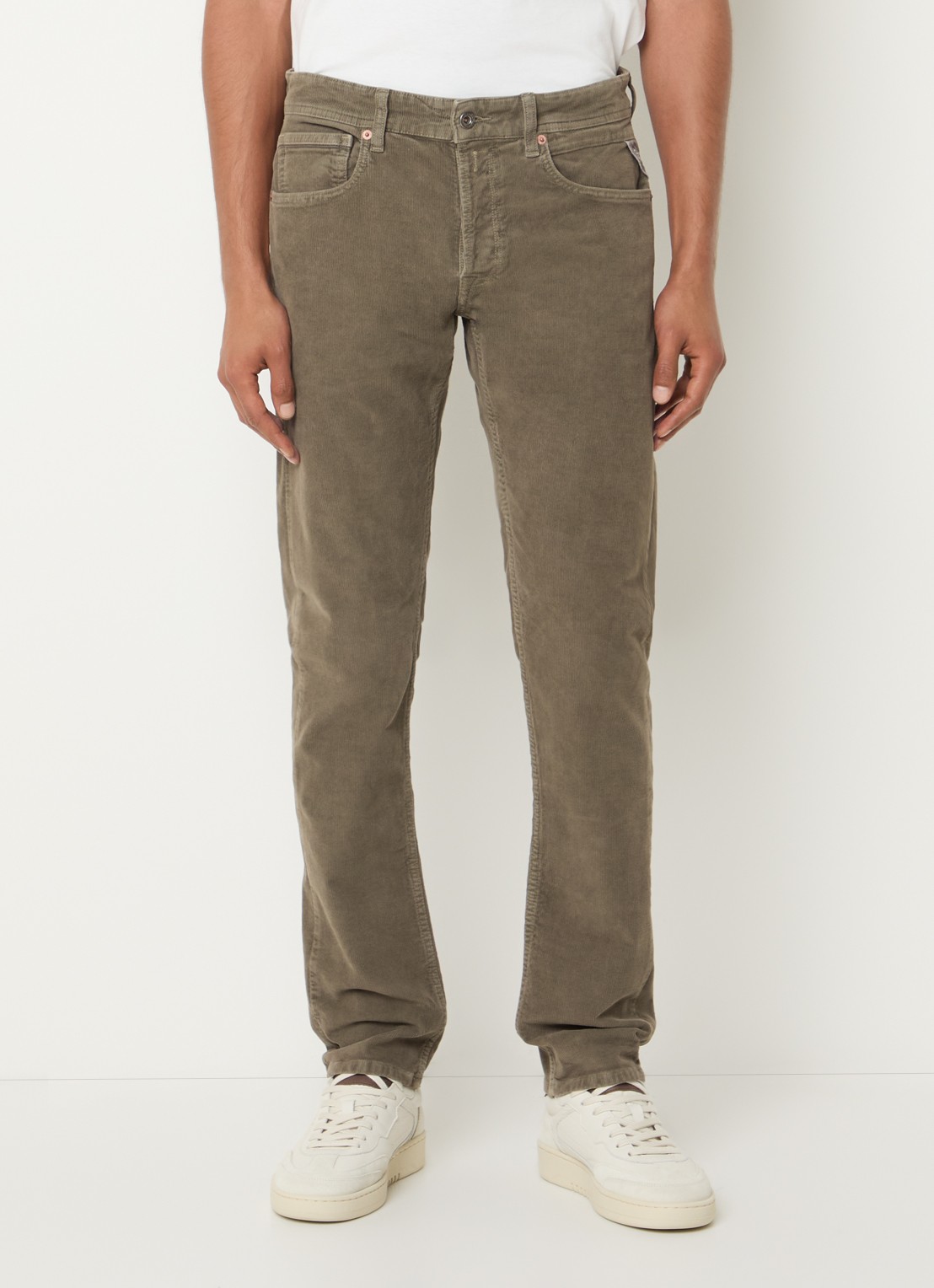 Replay Grover straight fit chino van corduroy - detail 3 khaki