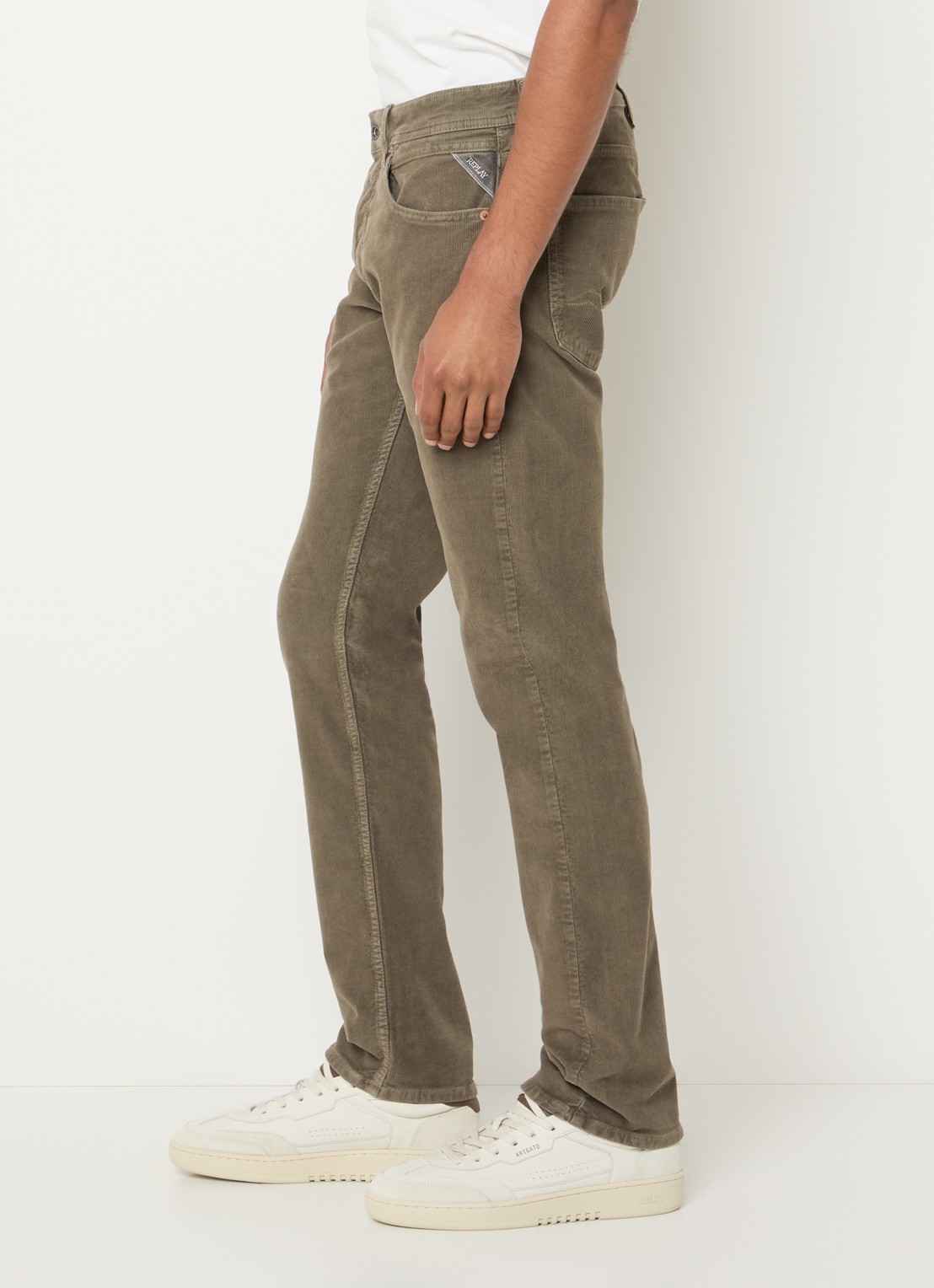 Replay Grover straight fit chino van corduroy - detail 4 khaki