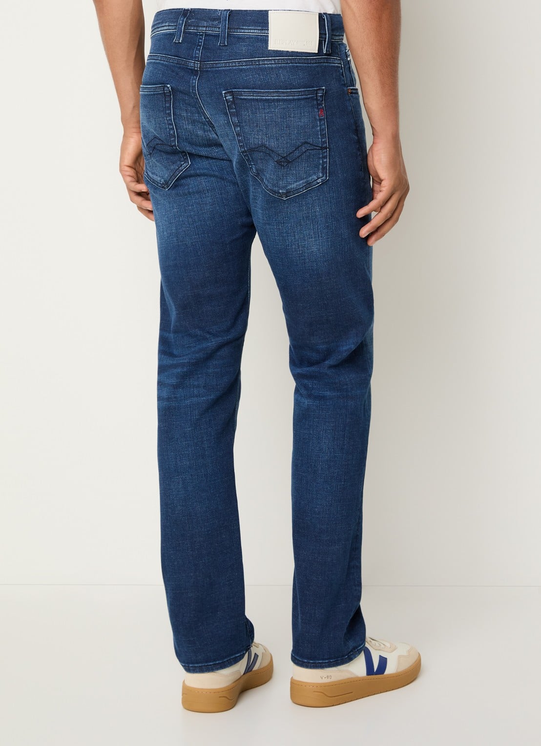 Replay Grover straight leg jeans met donkere wassing - achterkant 3 indigo