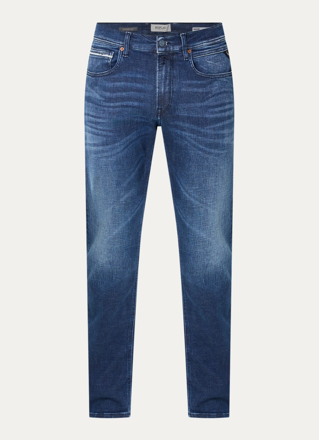Replay Grover straight leg jeans met donkere wassing - voorkant 4 indigo