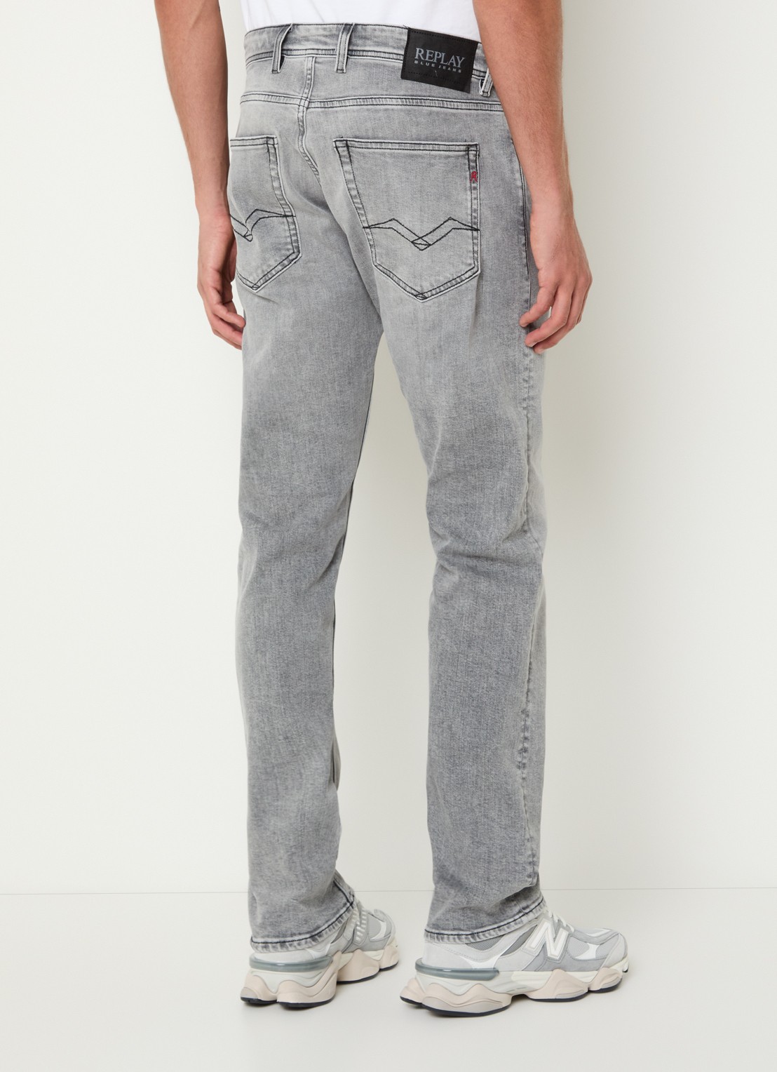 Replay Grover straight leg jeans met gekleurde wassing - achterkant 5 grijs