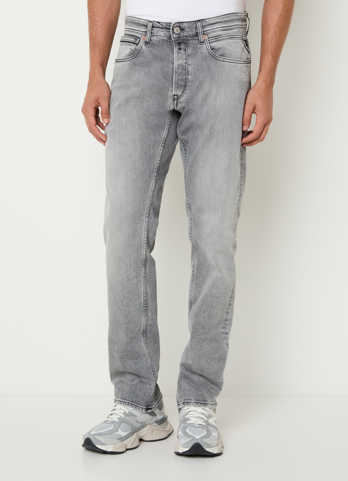 Replay Grover straight leg jeans met gekleurde wassing - detail 3 grijs