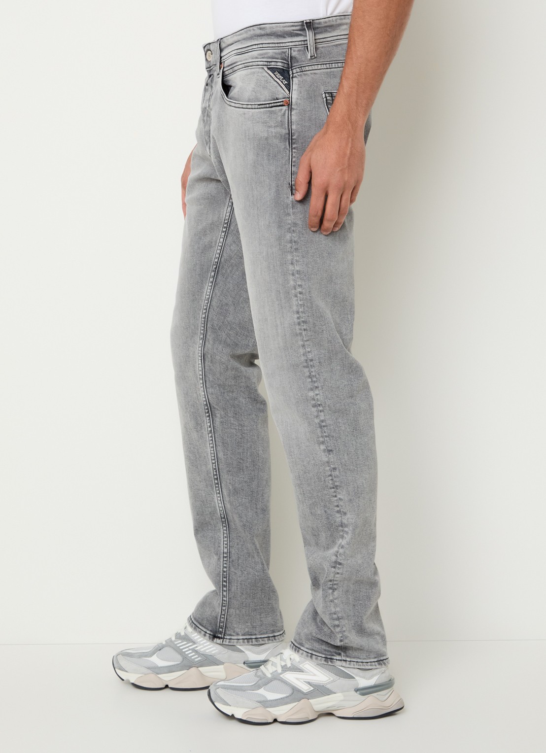 Replay Grover straight leg jeans met gekleurde wassing - detail 4 grijs