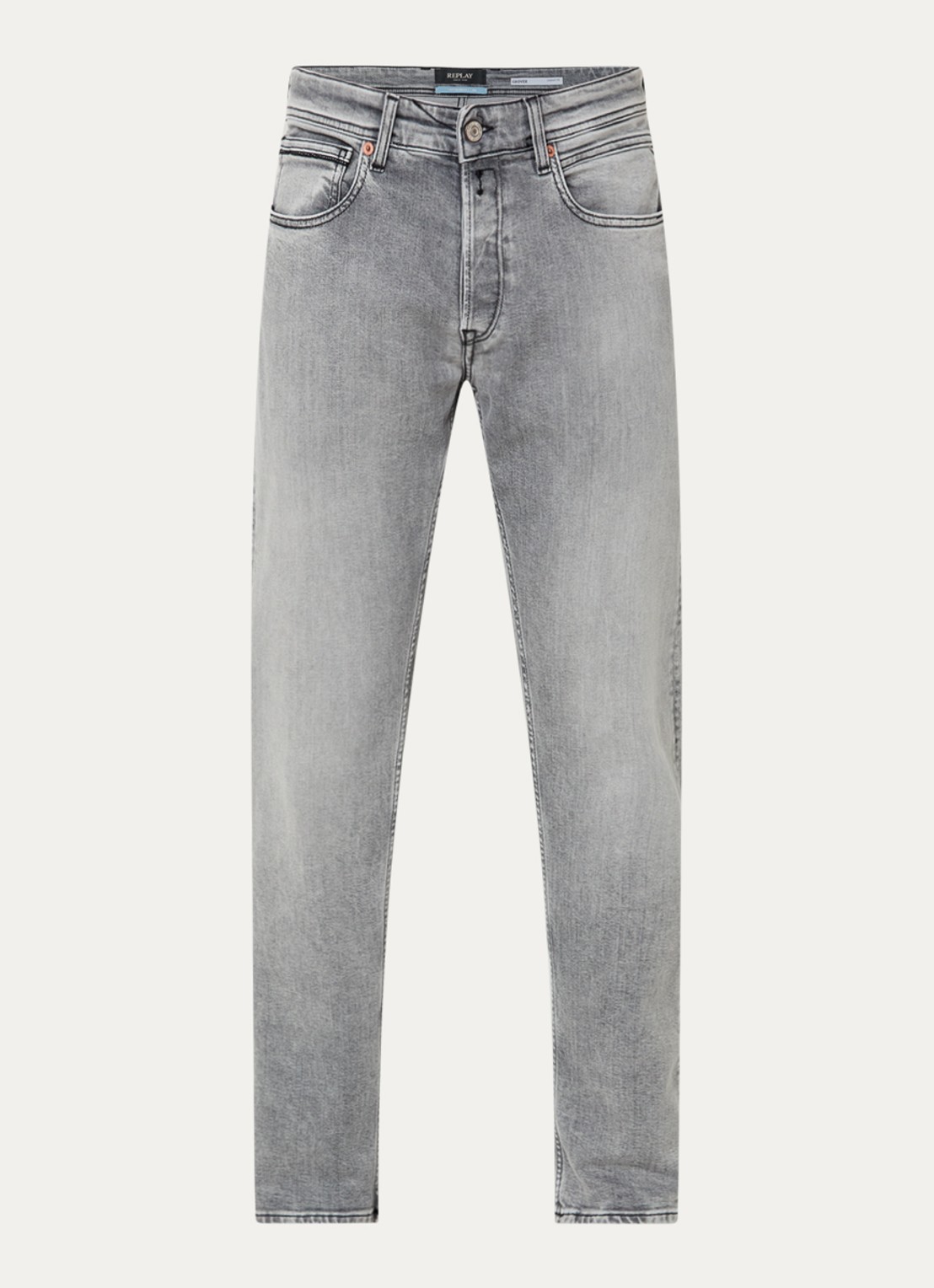 Replay Grover straight leg jeans met gekleurde wassing - voorkant grijs