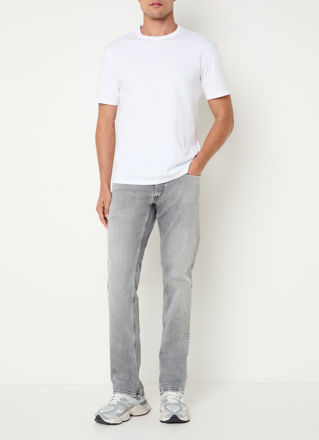 Replay Grover straight leg jeans met gekleurde wassing - voorkant 2 grijs