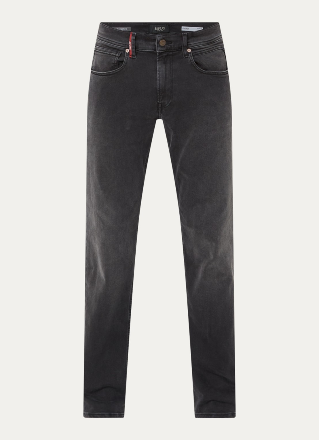 Replay Grover straight leg jeans met gekleurde wassing - voorkant 4 donkergrijs