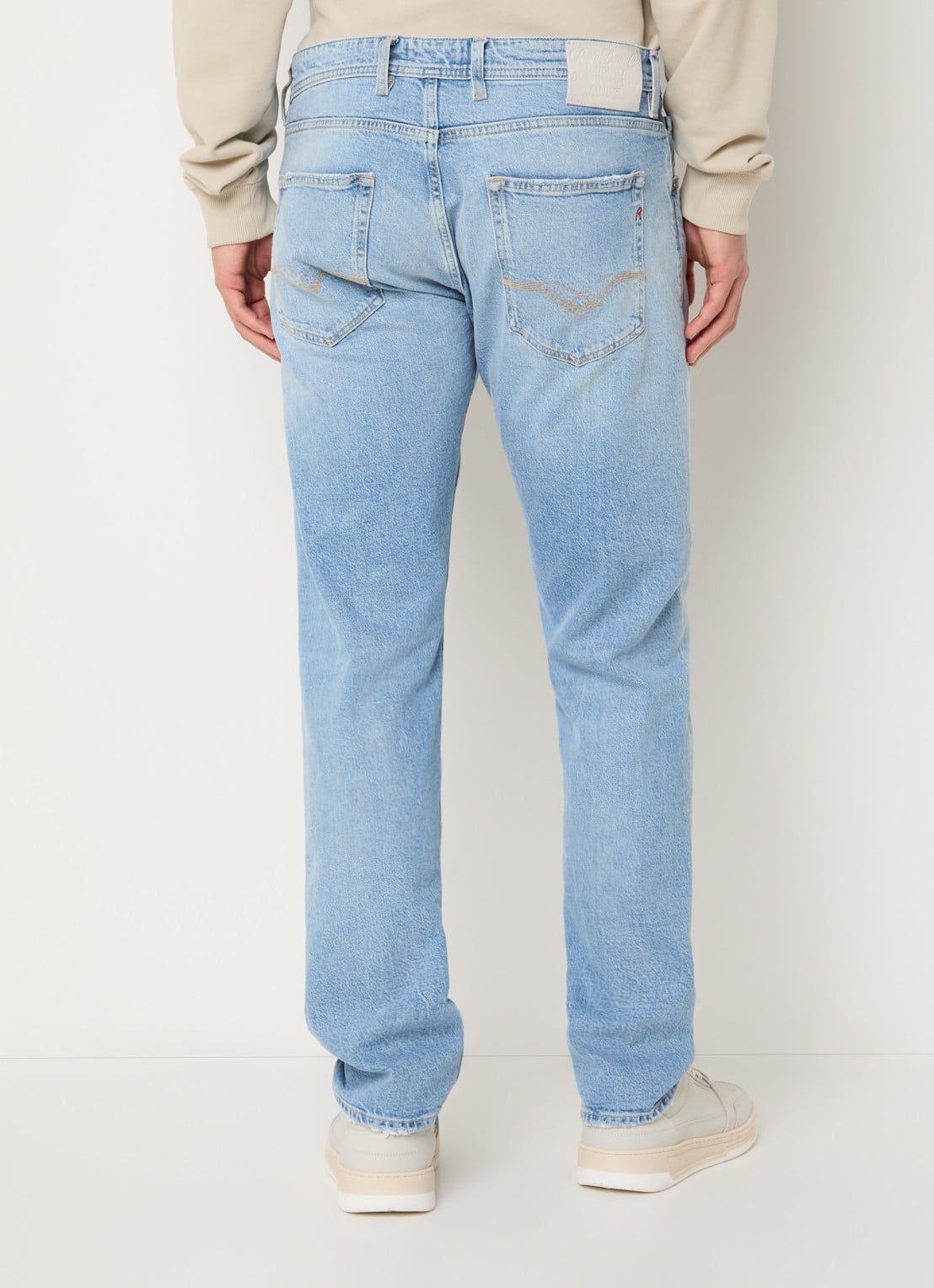 Replay Grover straight leg jeans met lichte wassing - achterkant indigo