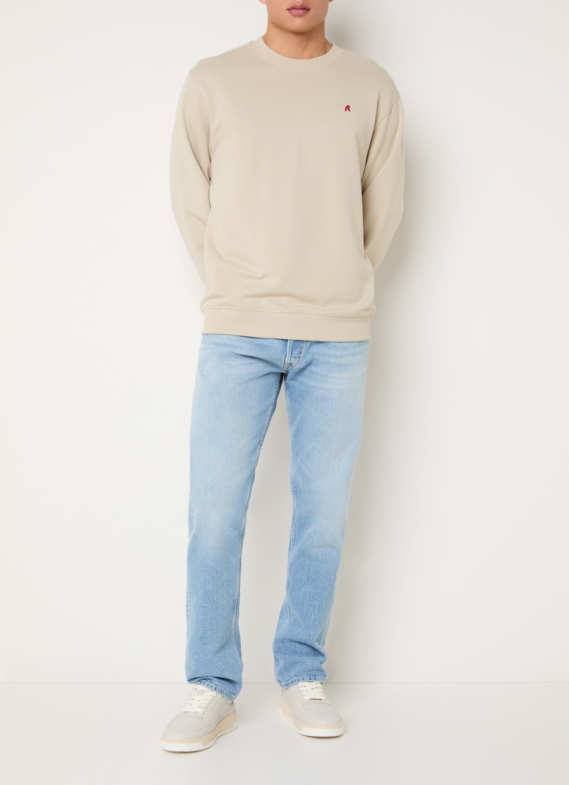 Replay Grover straight leg jeans met lichte wassing - voorkant 3 indigo