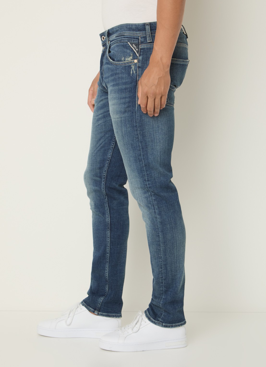 Replay Grover straight leg jeans met medium wassing - detail 5 indigo
