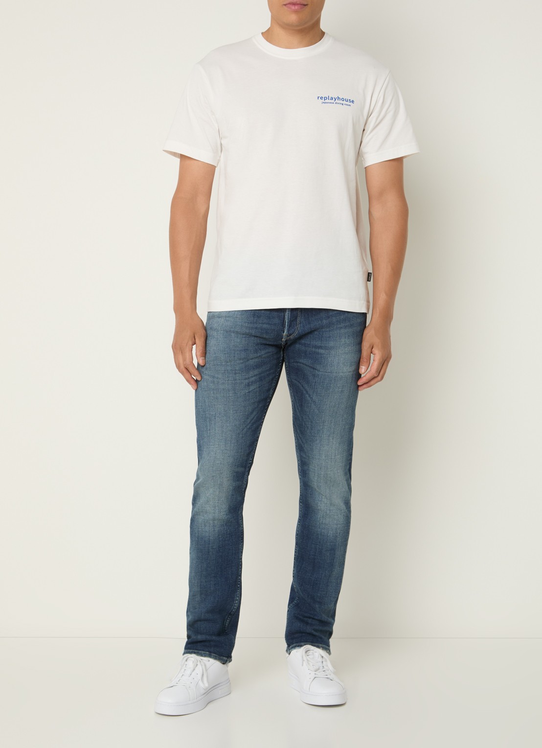 Replay Grover straight leg jeans met medium wassing - voorkant 3 indigo
