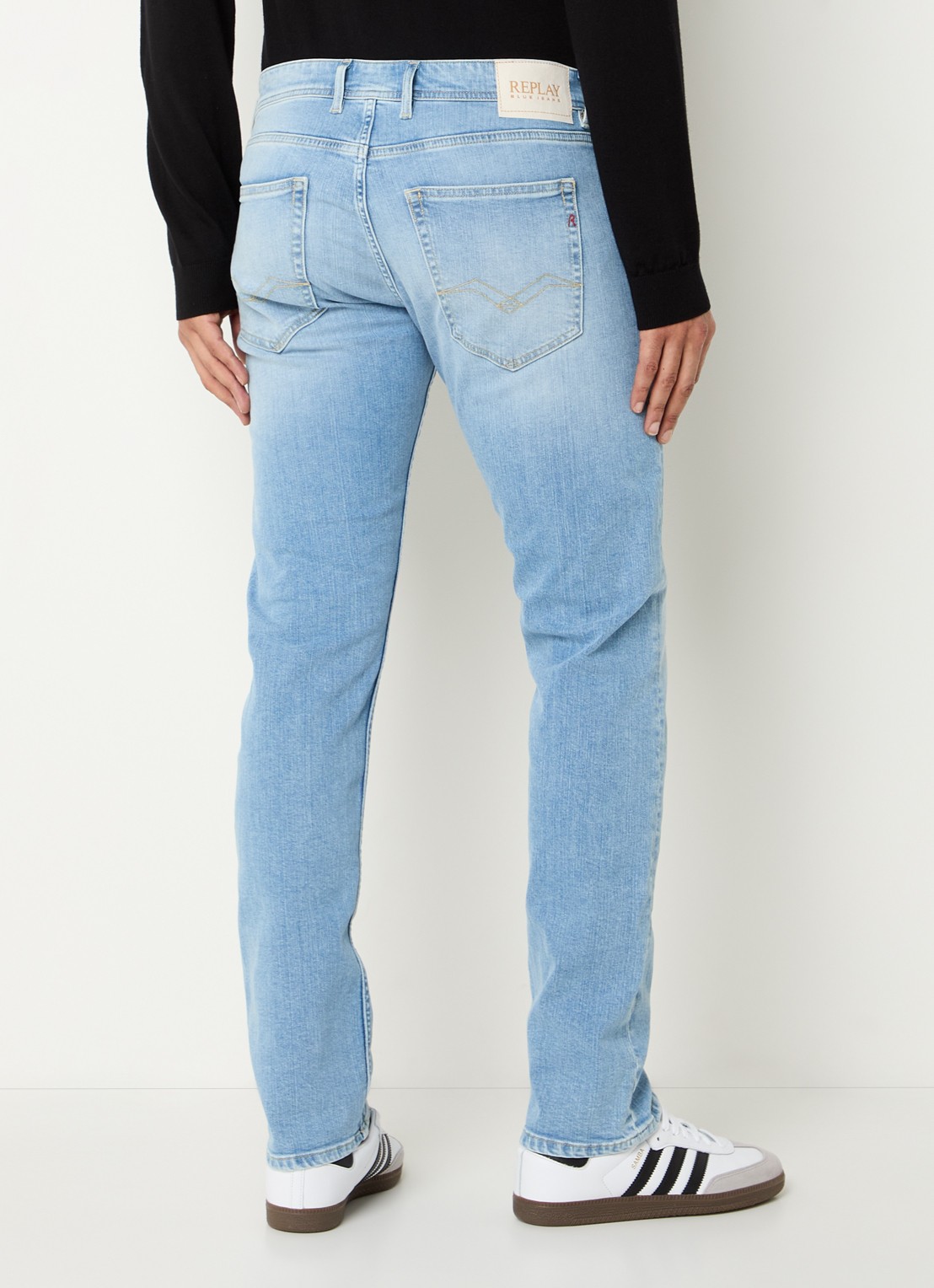 Replay Grover straight leg jeans met medium wassing - achterkant 3 indigo