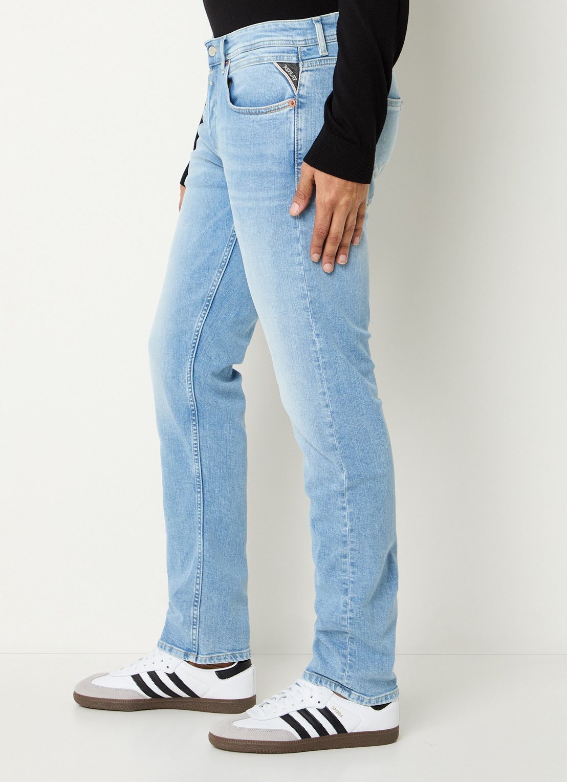 Replay Grover straight leg jeans met medium wassing - detail 5 indigo