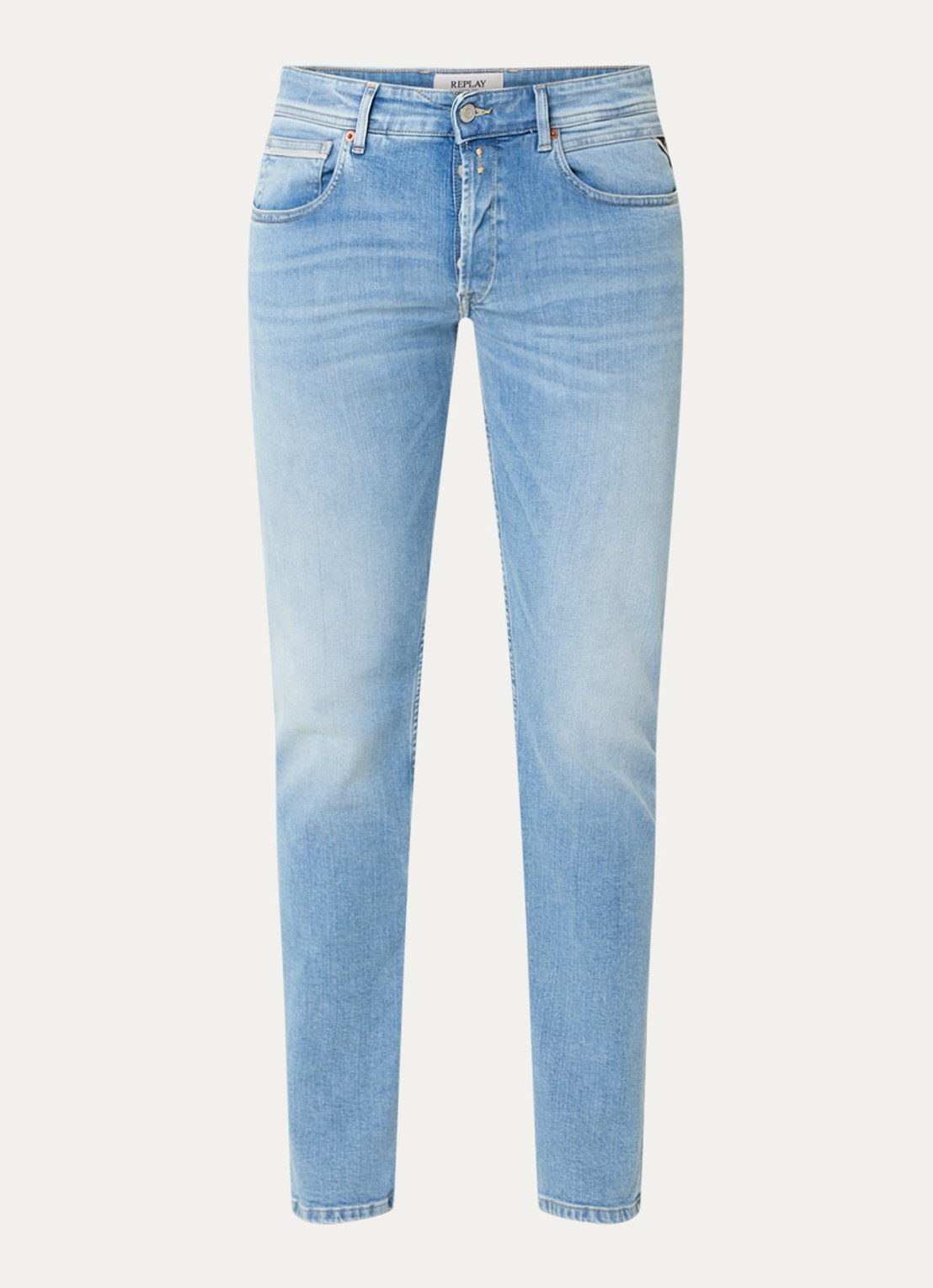 Replay Grover straight leg jeans met medium wassing - voorkant indigo