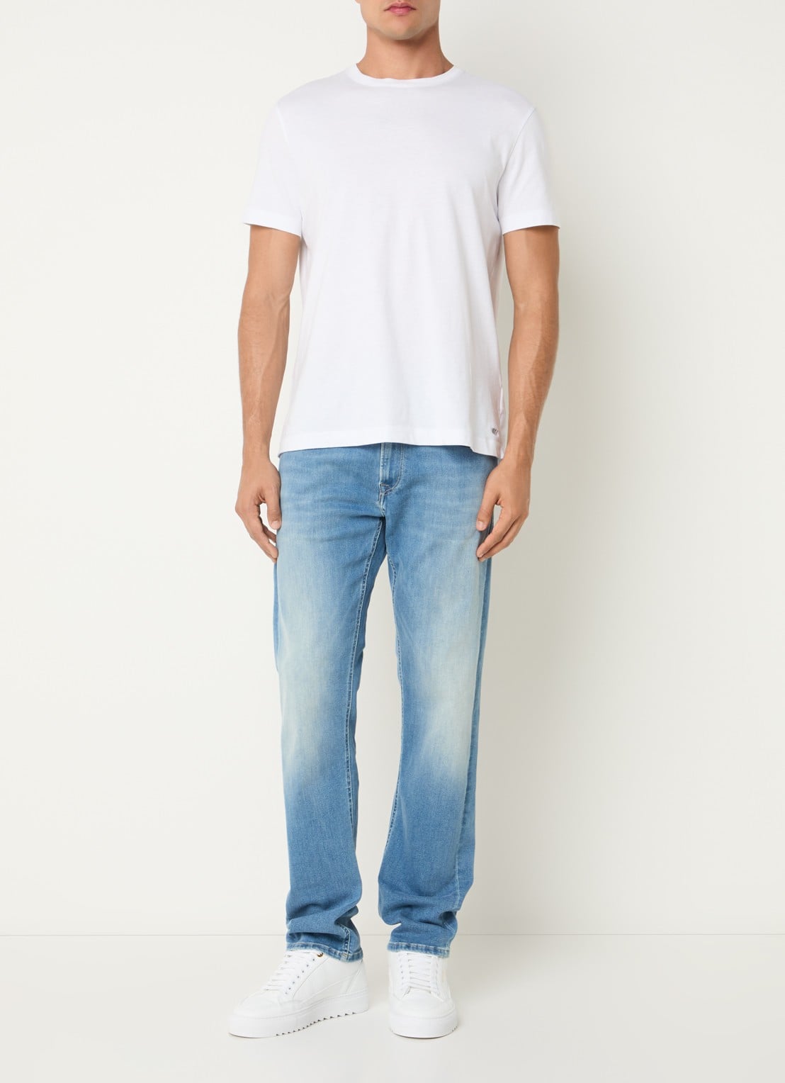 Replay Grover straight leg jeans met medium wassing  - voorkant 3 indigo
