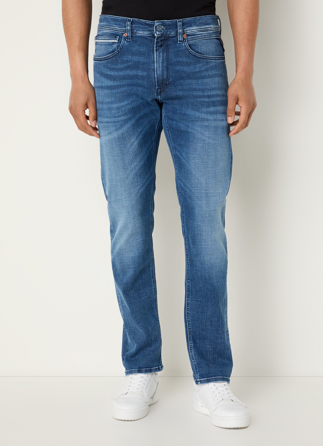 Replay Grover straight leg jeans met medium wassing - detail 6 blauw