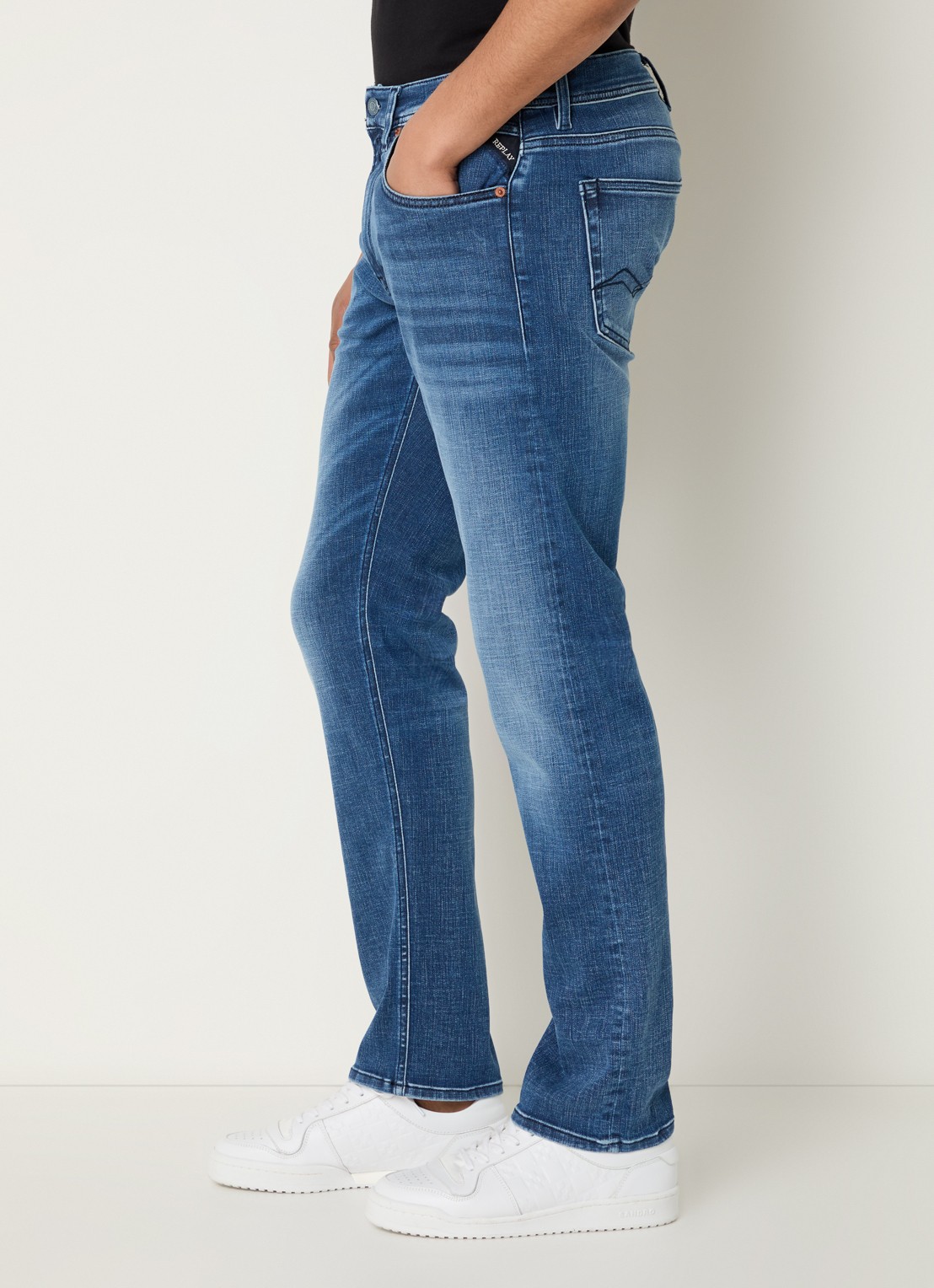 Replay Grover straight leg jeans met medium wassing - detail 7 blauw