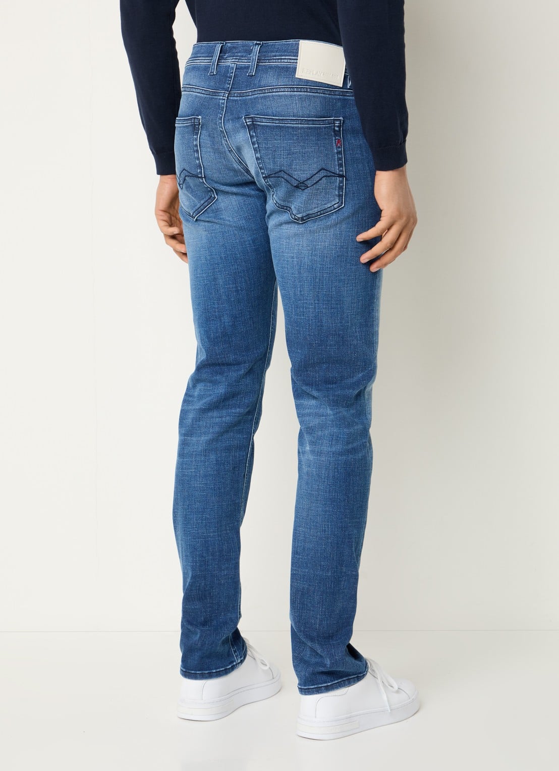 Replay Grover straight leg jeans met medium wassing - achterkant 5 blauw