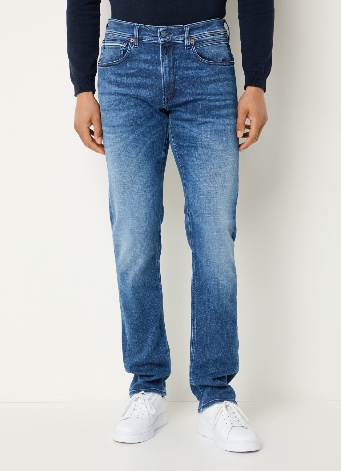 Replay Grover straight leg jeans met medium wassing - detail 8 blauw