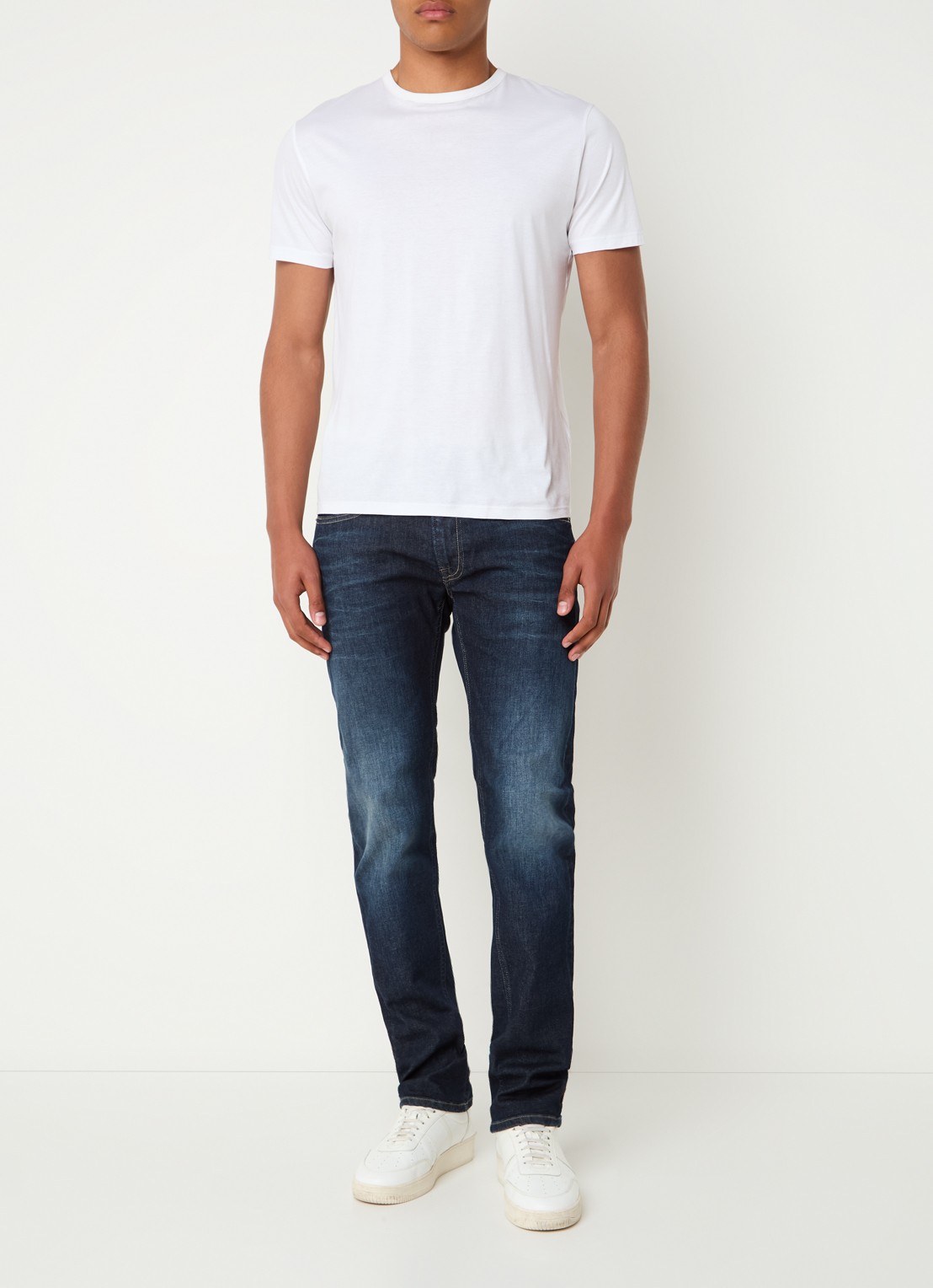 Replay Grover straight leg jeans met steekzakken - voorkant 3 indigo
