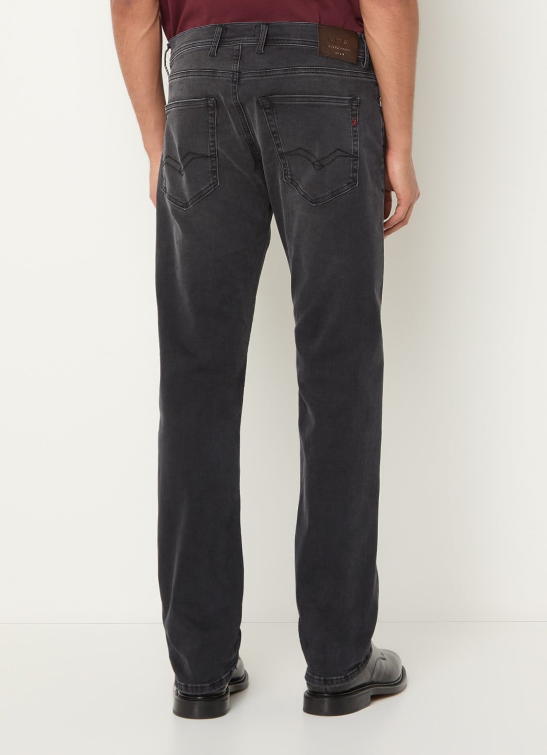 Replay Grover straight leg jeans met steekzakken - achterkant 5 donkergrijs