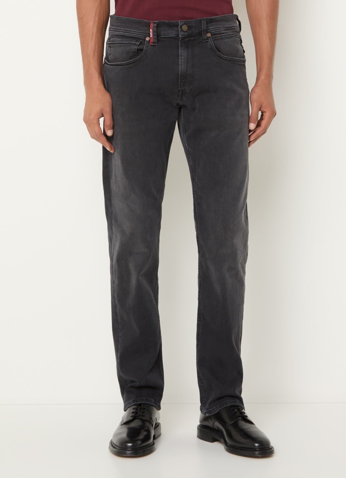 Replay Grover straight leg jeans met steekzakken - detail donkergrijs